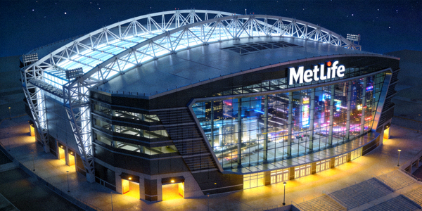 纽约MetLife体育场现代外观夜景示意图